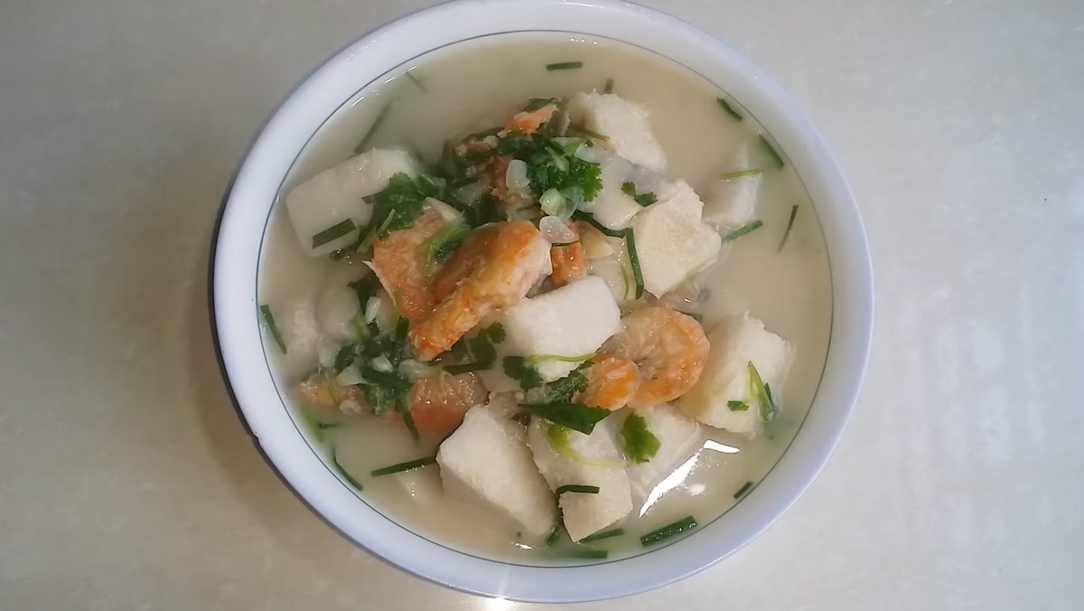 canh khoai môn nấu tôm thơm ngon hấp dẫn