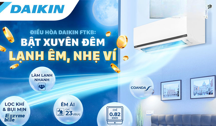 Điều hòa Daikin 9000 1 chiều FTKF25ZVMV tiết kiệm điện năng Điều hòa Daikin 9000 1 chiều FTKF25ZVMV tiết kiệm điện năng
