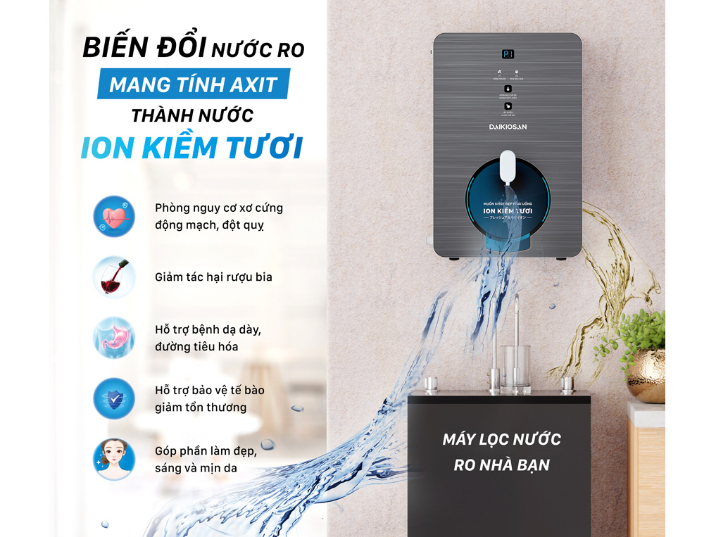 Máy biến đổi nước RO cho ra nguồn nước ion kiềm tốt cho sức khỏe Máy biến đổi nước RO