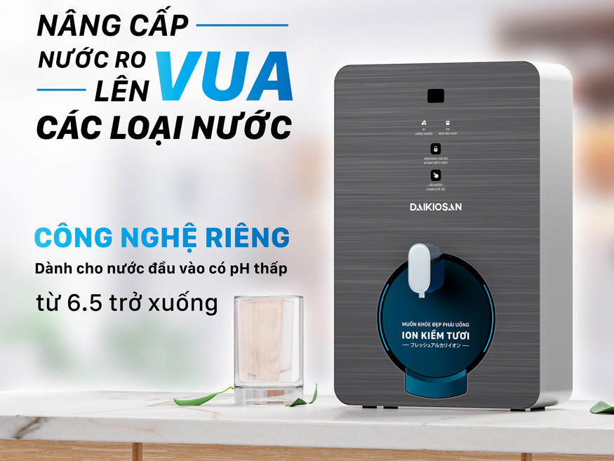 Máy biến đổi nước RO thành nước ion kiềm tươi Daikiosan DN070 Máy biến đổi nước RO thành nước ion kiềm tươi Daikiosan DN070