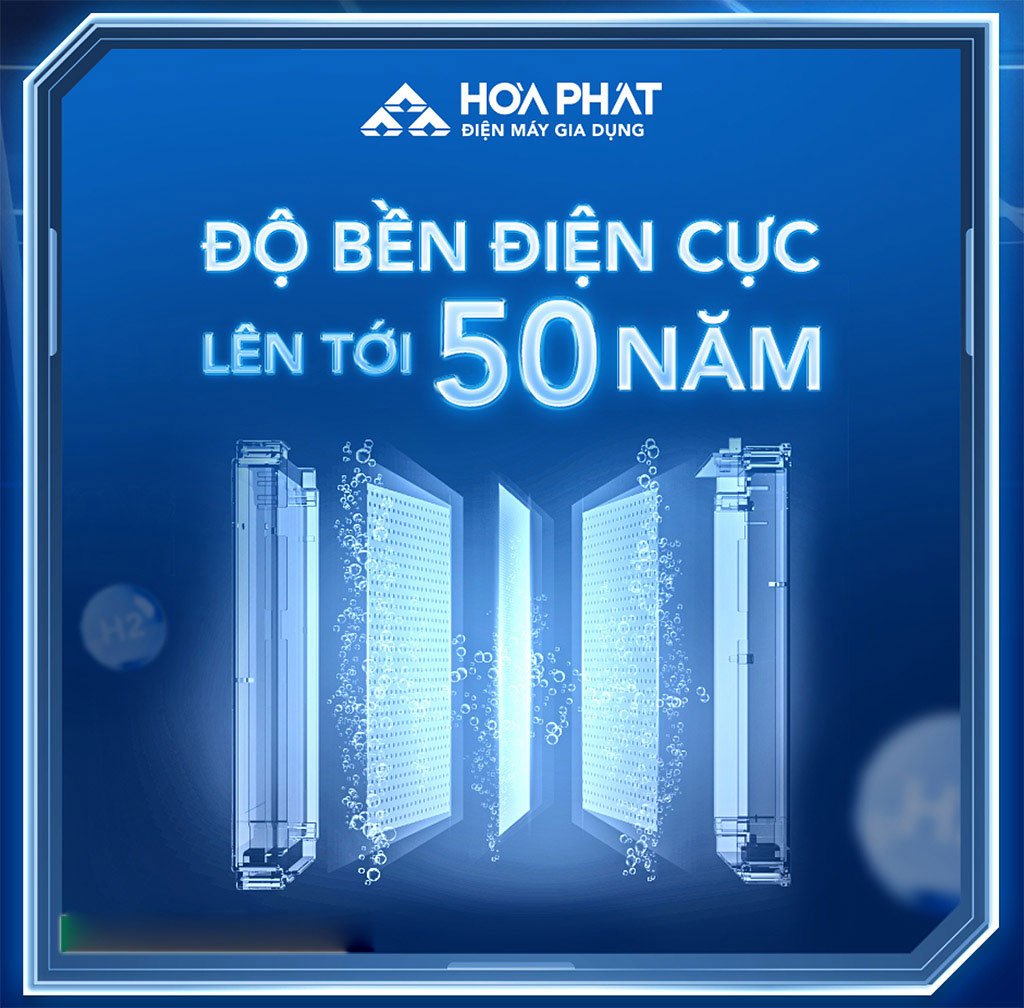 Máy lọc nước Hòa Phát có điện cực rất bền Máy lọc nước Hòa Phát