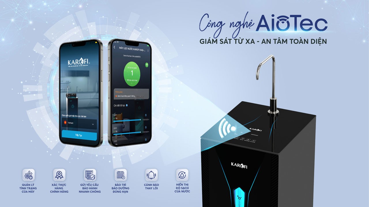 Máy ứng dụng công nghệ AIoTec kiểm soát thông minh Máy lọc nước Hydro-ion kiềm