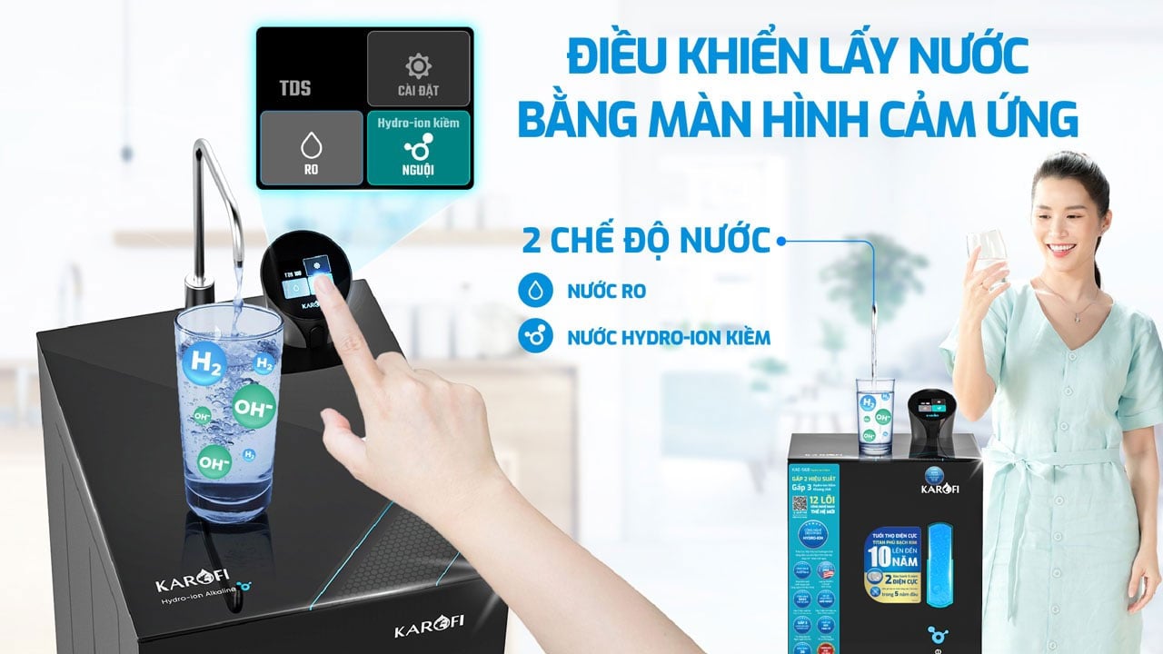 Máy lọc nước ion kiềm có 2 chế độ nước Máy lọc nước ion kiềm