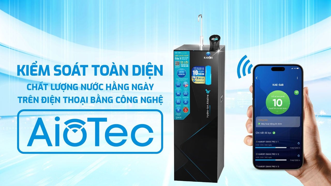 Người dùng dễ kiểm soát chất lượng nước bằng công nghệ AioTec Máy lọc nước Hydro-ion kiềm
