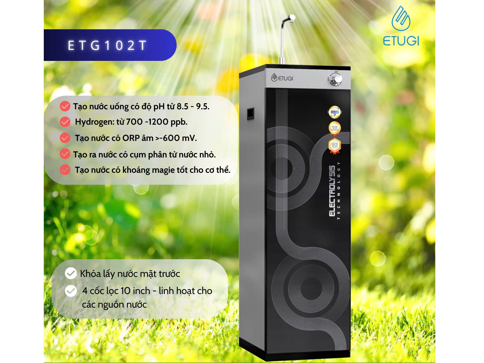 Etugi ETG102T sử dụng công nghệ màng lọc RO Etugi ETG102T