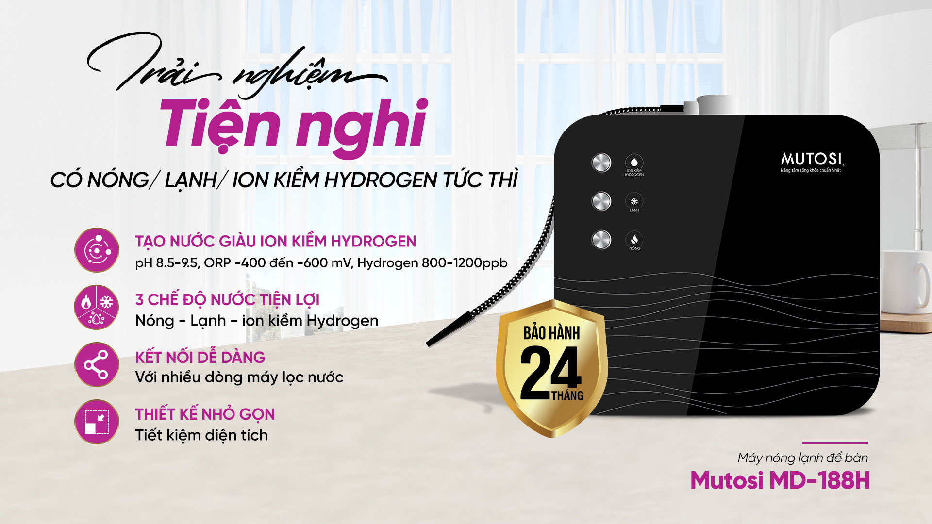 Mutosi MD-188H có 3 chế độ nước Mutosi MD-188H