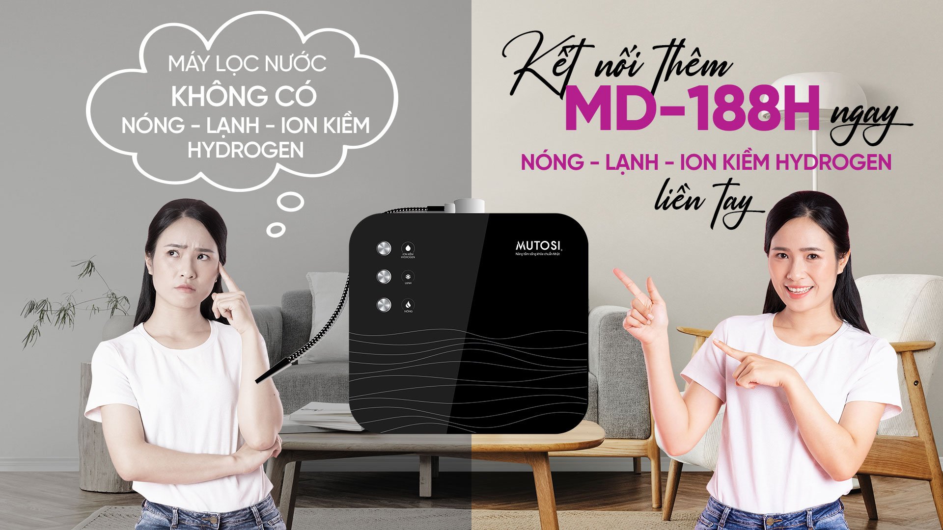 Máy nóng lạnh ion kiềm hydrogen Mutosi MD-188H Máy nóng lạnh ion kiềm hydrogen Mutosi MD-188H
