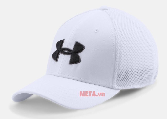 Mũ golf nam Mesh Stretch 2.0 Cap Under Armour 1273280 màu White/Black Mũ golf nam Mesh Stretch 2.0 Cap Under Armour 1273280 màu White/Black