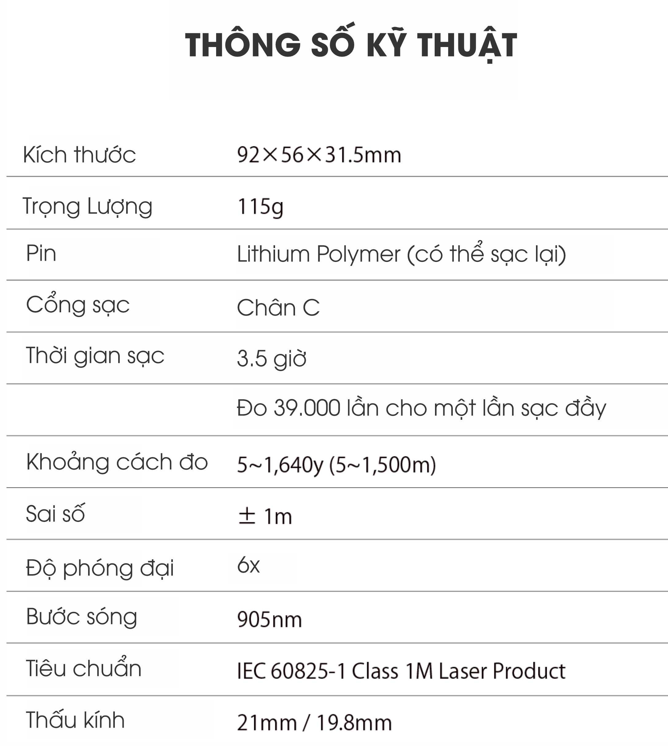 Thông số ống nhòm chơi golf Shot Navi Ống nhòm chơi golf Shot Navi