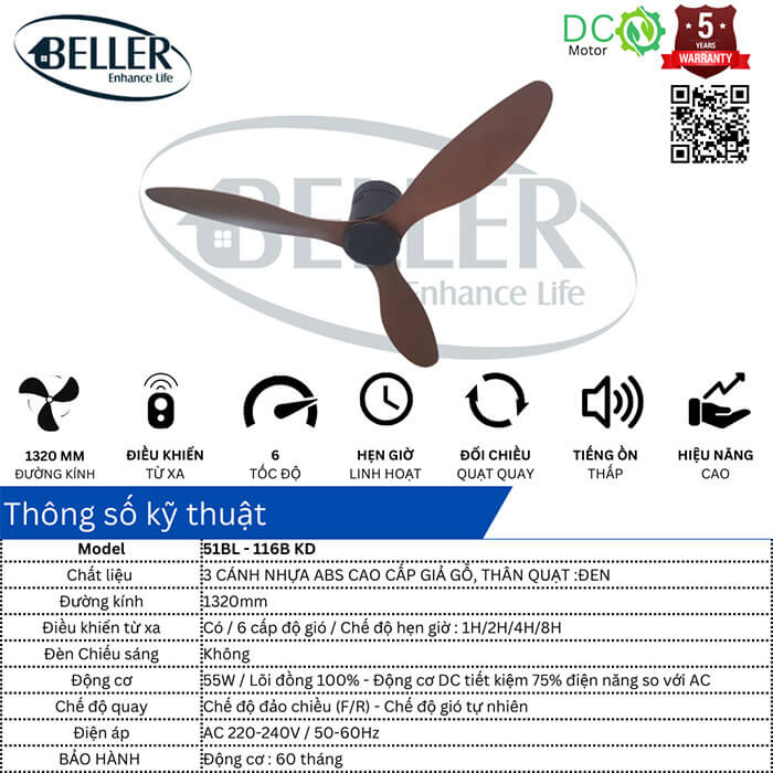 quat-tran-beller-116b-kd-4 Thông số kỹ thuật