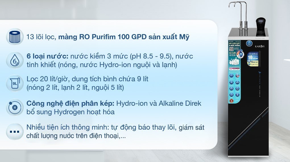 Máy lọc nước RO nóng nguội lạnh Hydrogen ion kiềm Karofi KAE-S695 13 lõi là sản phẩm cao cấp, mang đến nguồn nước tốt cho sức khỏe Ax88com kho game đa dạng Máy lọc nước RO nóng nguội lạnh Hydrogen ion kiềm Karofi KAE-S695 13 lõi là sản phẩm cao cấp, mang đến nguồn nước tốt cho sức khỏe gia