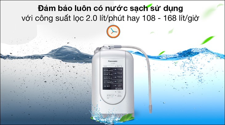 Máy lọc nước ion kiềm Panasonic TK-AS45 3 tấm điện cực có công suất lọc 108 – 168 lít/giờ, đảm bảo nguồn nước sạch luôn sẵn sàng cho bạn sử dụng mọi lúc Máy lọc nước ion kiềm Panasonic TK-AS45 3 tấm điện cực có công suất lọc 108 - 168 lít/giờ, đảm bảo nguồn nước sạch luôn sẵn sàng cho bạn sử dụng mọi lúc