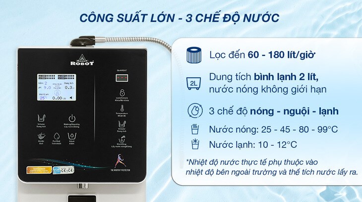Máy lọc nước điện giải ion kiềm Robot IonPrince 910X 4 lõi 9 tấm điện cực có thiết kế để bàn, giúp tiết kiệm hiệu quả Ax88 one giaitri tructuyen đặt máy Máy lọc nước điện giải ion kiềm nóng nguội lạnh Robot IonQueen 711X 4 lõi 7 tấm điện cực có công suất lọc 60 - 180 lít/giờ, đáp ứng nhu cầu nước dùng hằng ngày của Ax88com kho game đa dạng