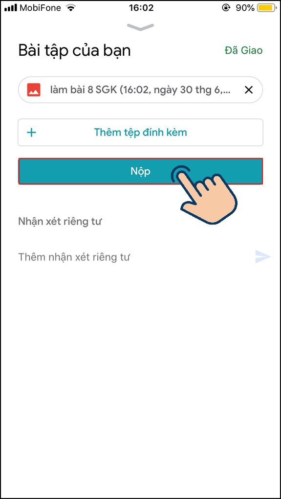 Nhấn Nộp để hoàn tất