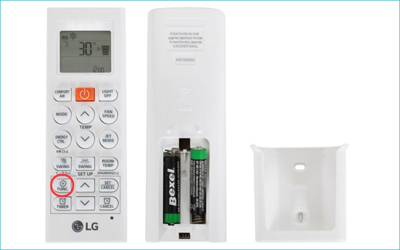 Nhấn FUNC để chọn lọc AX88 ATQ, tự làm sạch dàn lạnh, xem mức điện năng tiêu thụ,...