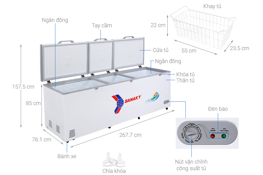 Tủ đông 1 ngăn 3 cánh mở Sanaky VH 1199HY - 900 lít Tủ đông 1 ngăn 3 cánh mở Sanaky VH 1199HY - 900 lít