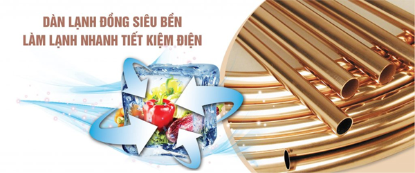 Tủ đông Sanaky VH-4099W4K sử dụng dàn lạnh bằng đồng siêu bền Tủ đông Sanaky VH-4099W4K sử dụng dàn lạnh bằng đồng siêu bền