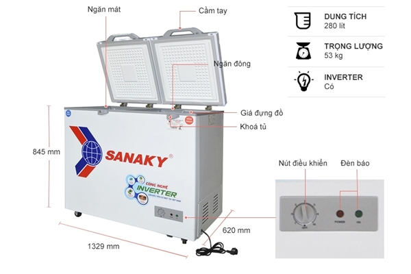 Tủ đông inverter Sanaky VH-4099W4K 2 ngăn đông và mát Tủ đông inverter Sanaky VH-4099W4K 2 ngăn đông và mát