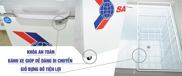 Tủ đông 2 ngăn Sanaky VH-4099W4K có khóa an toàn cho từng ngăn Tủ đông 2 ngăn Sanaky VH-4099W4K có khóa an toàn cho từng ngăn
