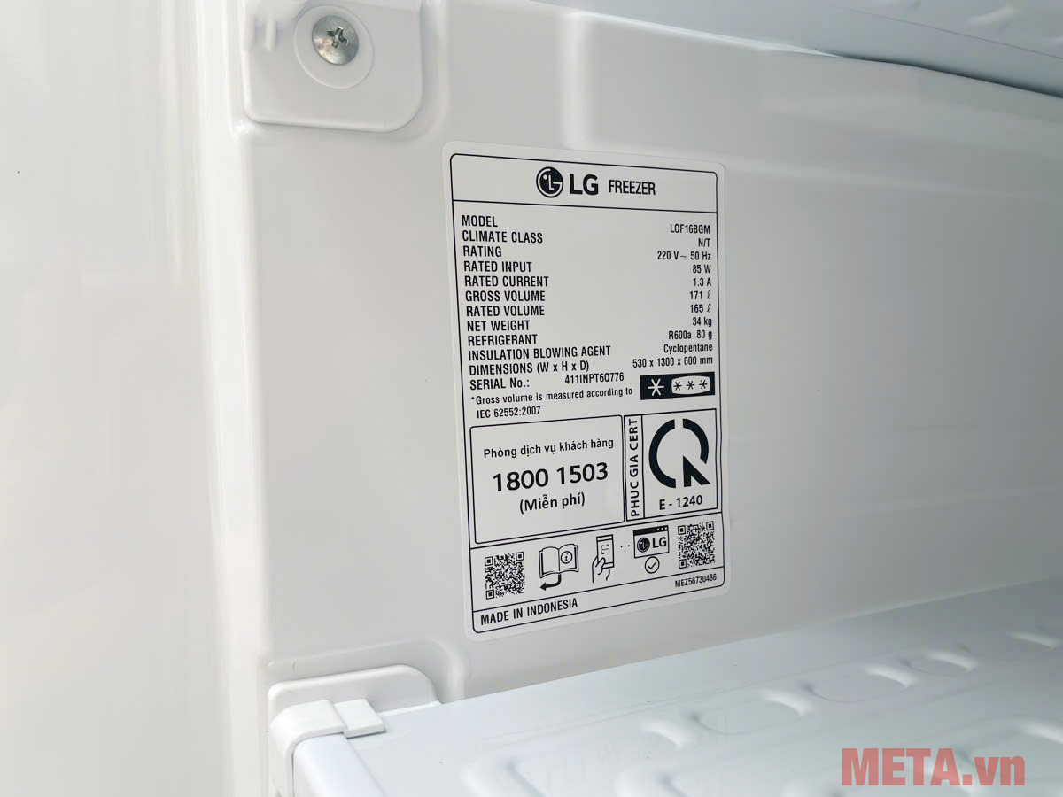 Tủ đông đứng LG 165 lít 1 cửa LOF16BGM Tủ đông đứng LG 165 lít 1 cửa LOF16BGM