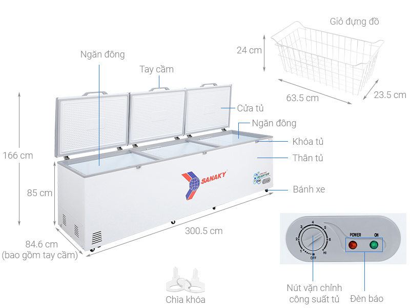 Tổng quan tủ đông Inverter 1 ngăn 3 cánh mở Sanaky VH 1399HY3 Tổng quan tủ đông Inverter 1 ngăn 3 cánh mở Sanaky VH 1399HY3