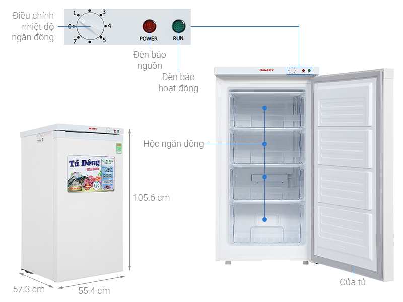 Cấu tạo của tủ đông Sanaky 118 lít TD.VH160VD Tủ đông Sanaky 118 lít TD.VH160VD