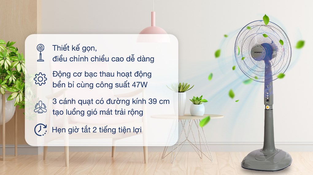 Quạt đứng Senko 3 cánh DH1600 47W Quạt đứng Senko 3 cánh DH1600 cần vệ sinh định kỳ