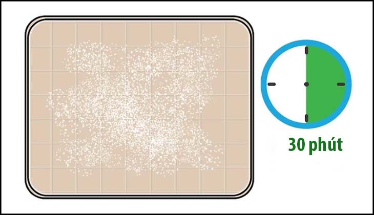 Để baking soda trên nệm 30 phút