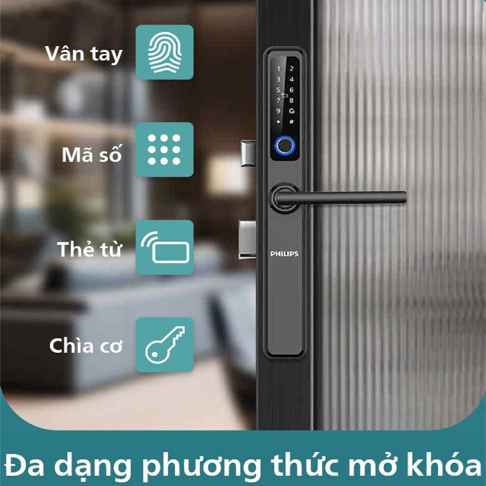 Đa dạng phương thức mở cửa Khóa cửa thông minh Philips DDL608-5HWS