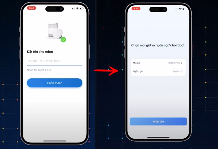 Đặt tên cho robot và cài đặt các thiết lập ban đầu Đặt tên cho robot và cài đặt các thiết lập ban đầu