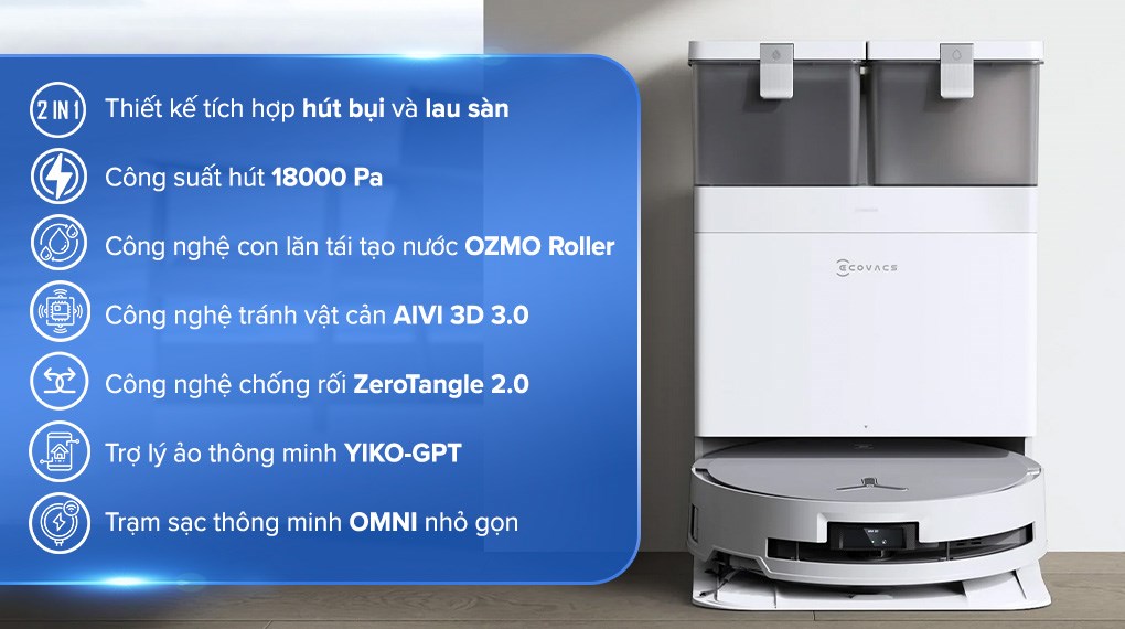 Robot hút bụi lau nhà Ecovacs X8 PRO OMNI - Trắng Robot hút bụi lau nhà Ecovacs X8 PRO OMNI