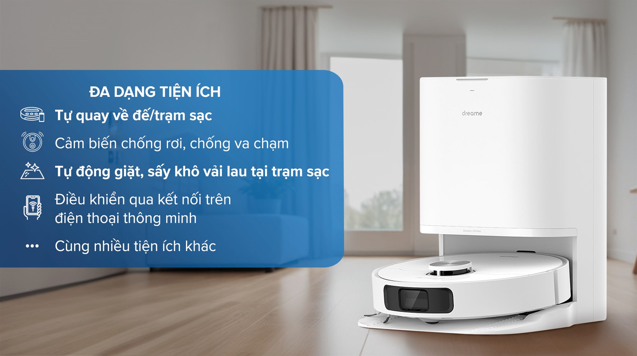 Robot hút bụi lau nhà Dreame L10 Prime được tích hợp cảm biến chống rơi, hạn chế tình trạng rơi vỡ trong quá trình làm sạch Ax88 one giaitri tructuyen nhà ở