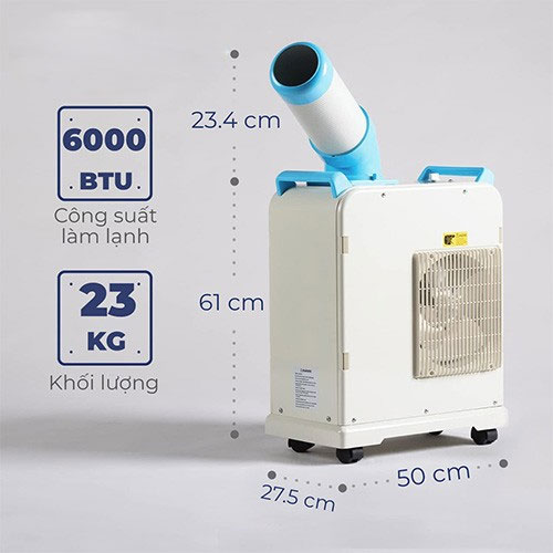 4 bánh xe xoay tiện lợi Máy điều hòa AX88 ATQ đi động Nakatomi
