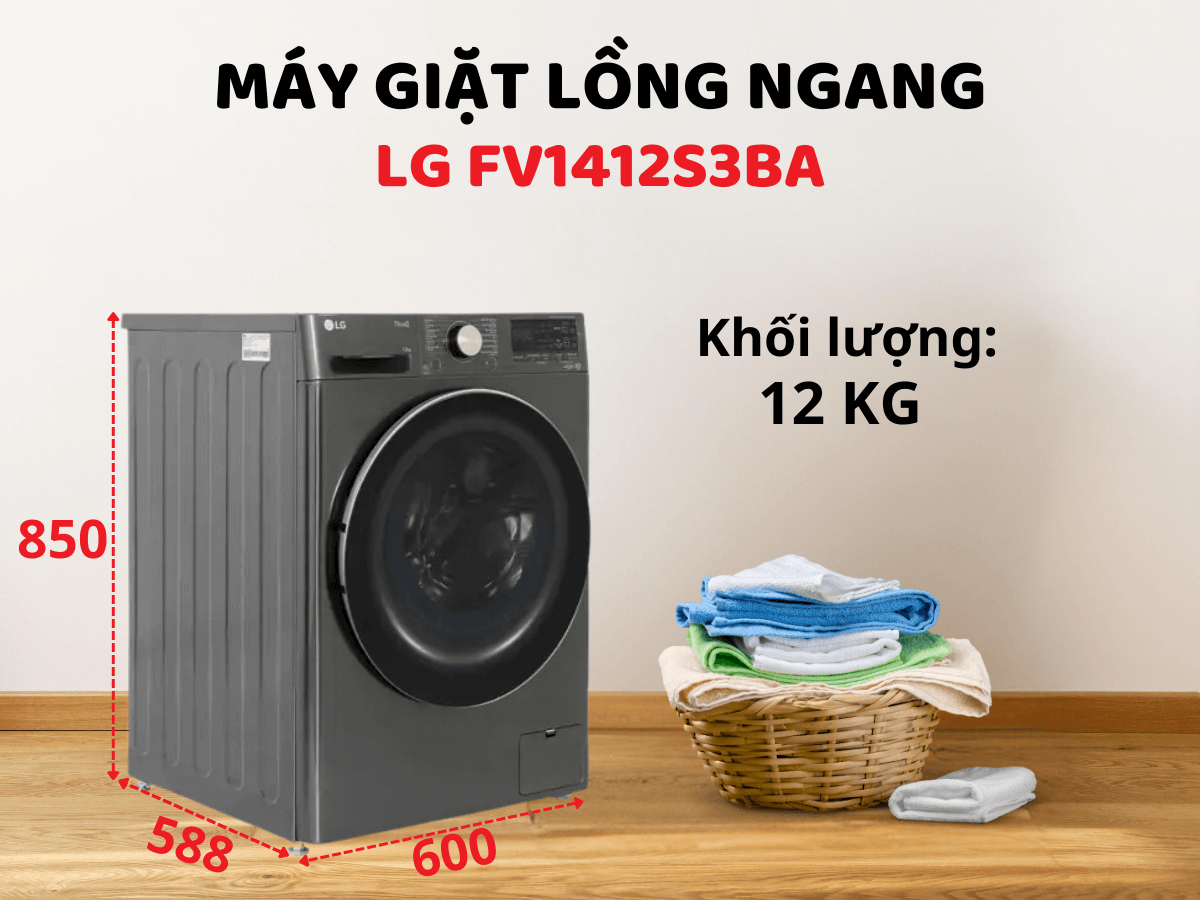 hạn chế trên máy giặt LG 12kg FV1412S3BA