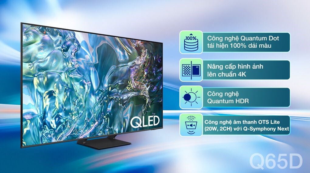 Smart Tivi QLED Samsung 4K 65 inch QA65Q65D với độ phân giải 4K siêu mươt Smart Tivi QLED Samsung 4K 65 inch QA65Q65D với độ phân giải 4K siêu mươt