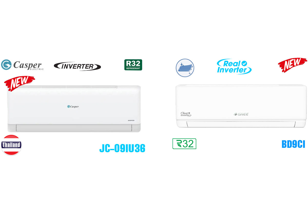 So sánh chi tiết về chất lượng giữa điều hòa Casper JC-09IU36 và điều hòa Gree BD9CI