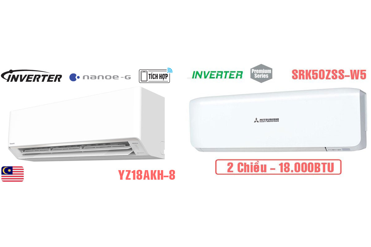 so-sanh-dieu-hoa-9 điều hòa Panasonic CS-YZ18AKH-8 và điều hòa Mitsubishi SRK50ZSS-W5