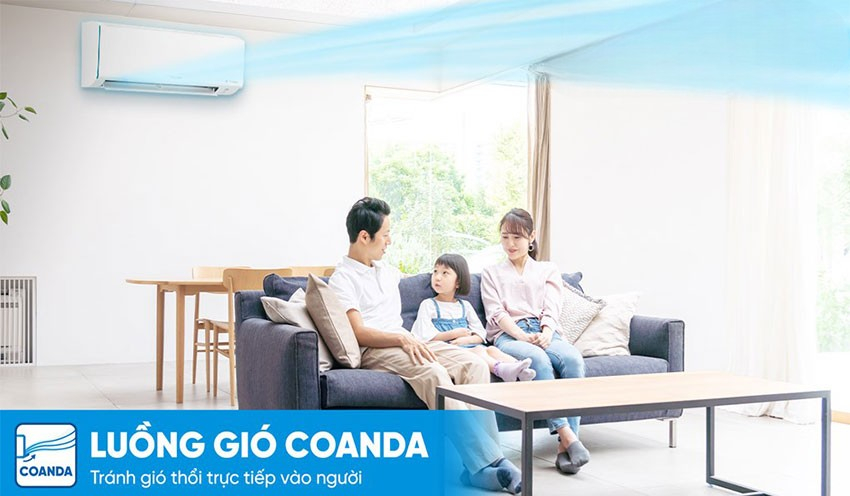 Công nghệ luồng gió Coanda trên điều hòa Daikin 1 chiều 22000btu FTKY60ZVMV.