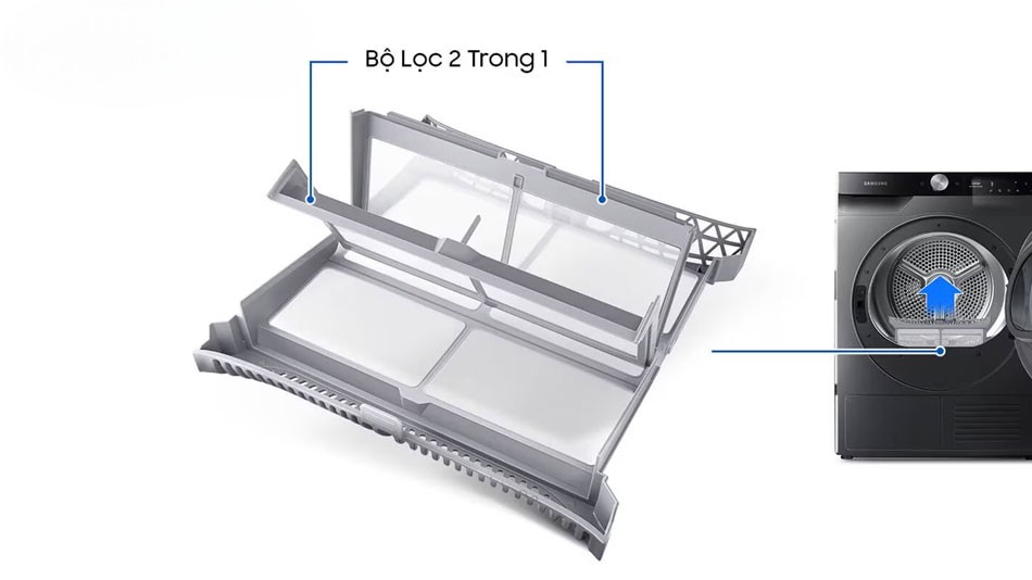 Samsung DV90CGC2A0AB/SV trang bị bộ lọc 2 lớp Samsung DV90CGC2A0AB/SV trang bị bộ lọc 2 lớp