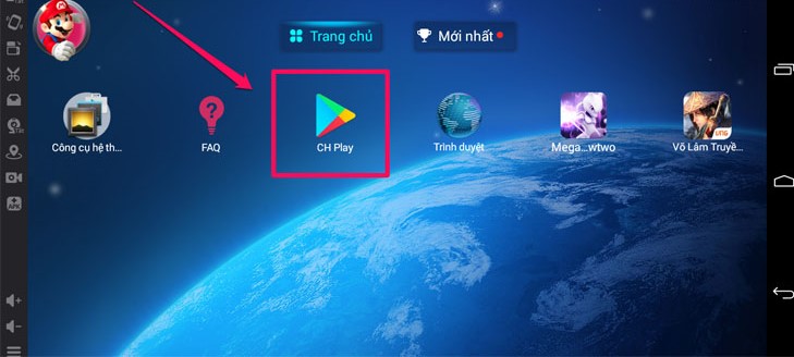 Mở NoxPlayer >> Chọn mục CH Play Mở NoxPlayer >> Chọn mục CH Play