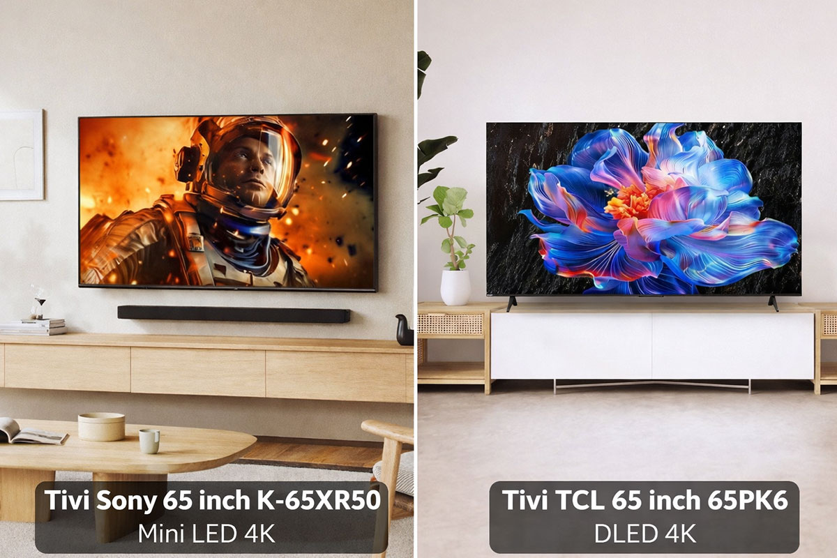 So sánh tivi Sony K-65XR50 và TCL 65P6K về thiết kế và hoàn thiện