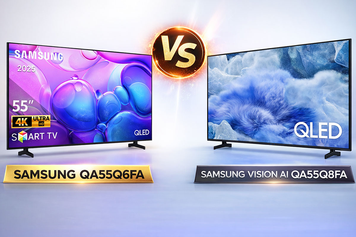 So sánh Samsung QA55Q6FA và Samsung QA55Q8FA về thiết kế So sánh Samsung QA55Q6FA và Samsung QA55Q8FA về thiết kế