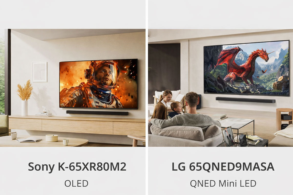So sánh tivi Sony K-65XR80M2 và LG 65QNED9MASA về thiết kế So sánh tivi Sony K-65XR80M2 và LG 65QNED9MASA về thiết kế