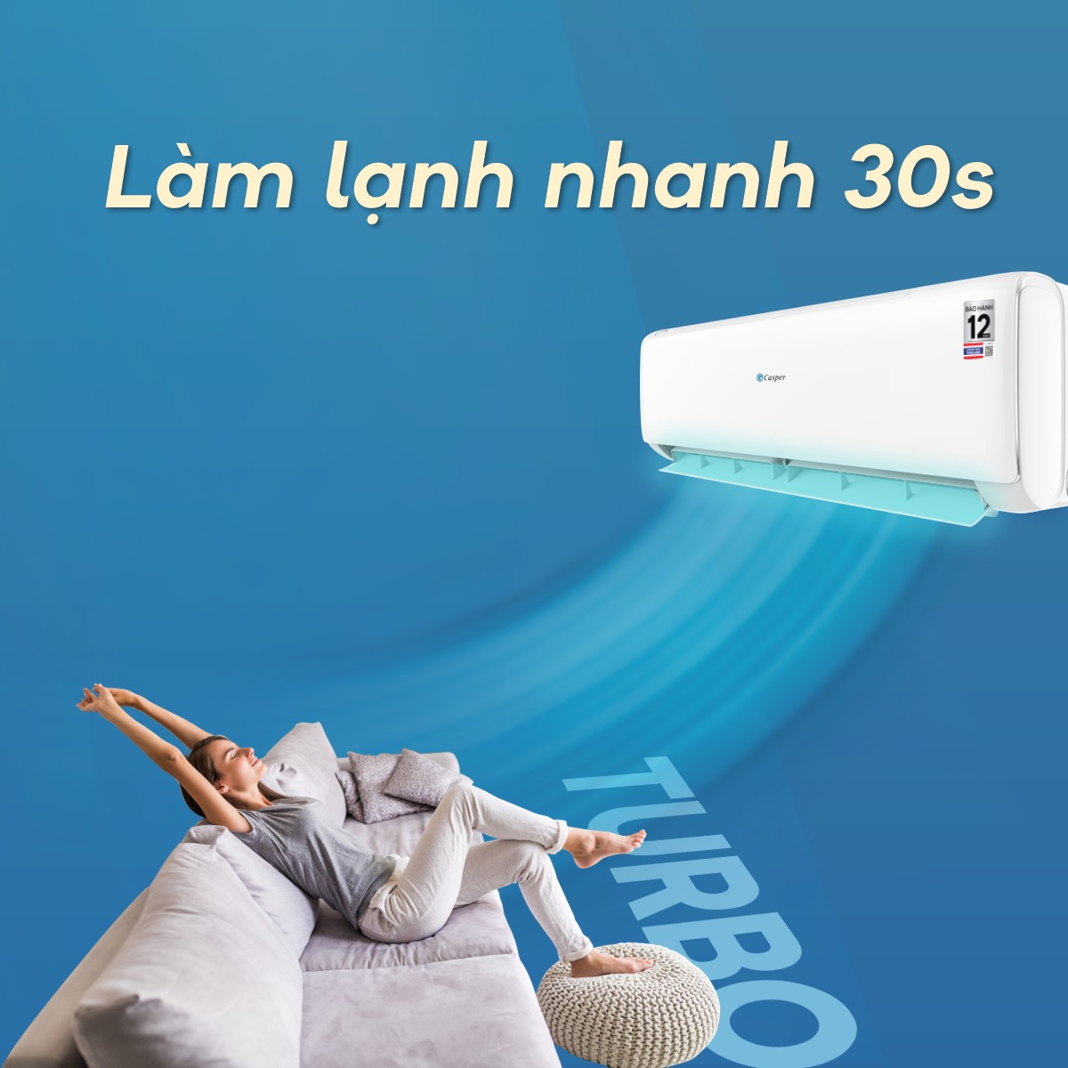 Điều hòa Casper 12000 JC-12IU36 với chế độ làm lạnh nhanh Turbo Điều hòa Casper 12000 JC-12IU36 với chế độ làm lạnh nhanh Turbo