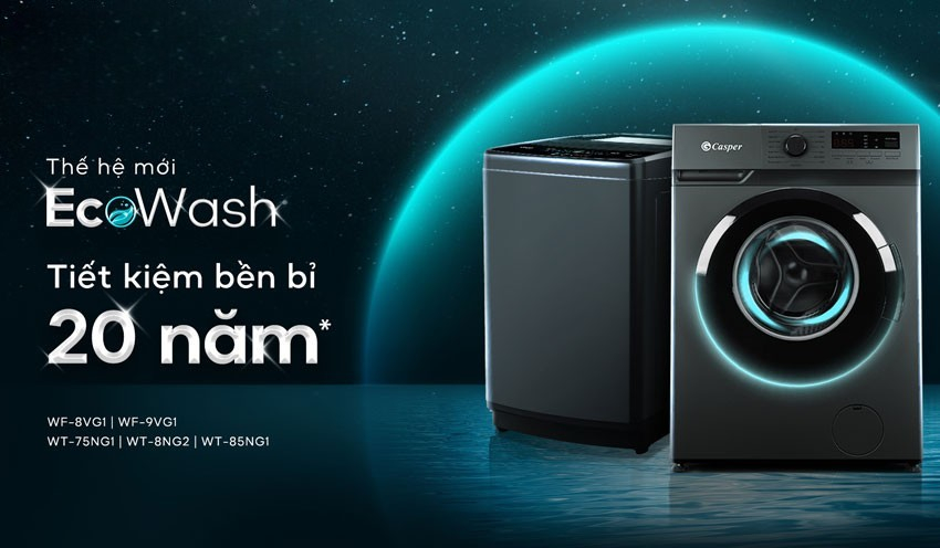 Thiết kế nhỏ gọn, hiện đại và tiện lợi trên máy giặt Casper 8.5Kg WT-85NG1
