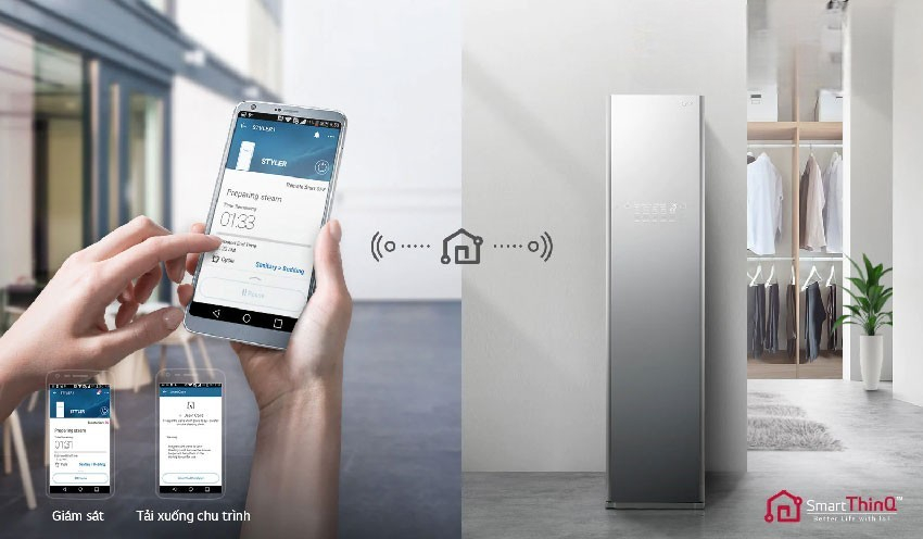 Tủ chăm sóc Ax888 bao lì xì miễn phí LG Styler S3MFC hỗ trợ kết nối Wi-Fi