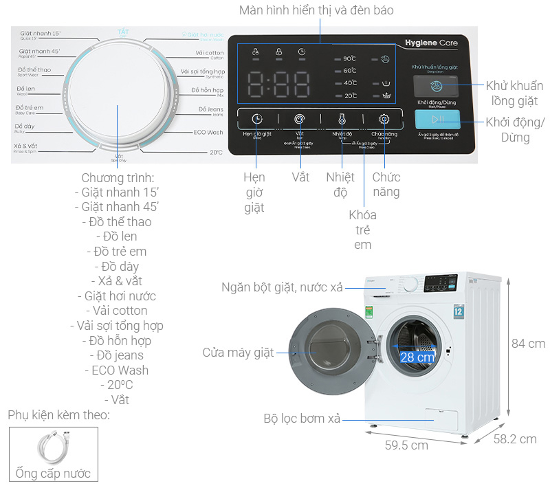 Cùng điểm qua những công nghệ hiện đại được thiết kế trên máy giặt Casper inverter 10.5Kg WF-105VG5 mới nhất hiện nay