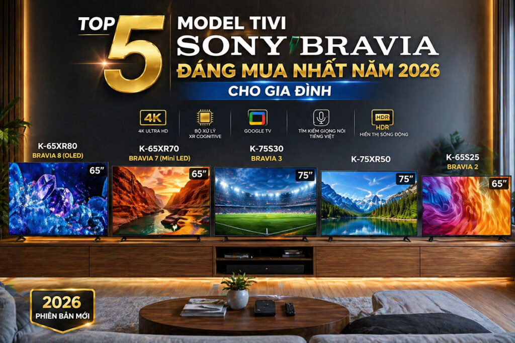 Top 5 model tivi Sony BRAVIA đáng mua nhất năm 2026 cho Ax88com kho game đa dạng