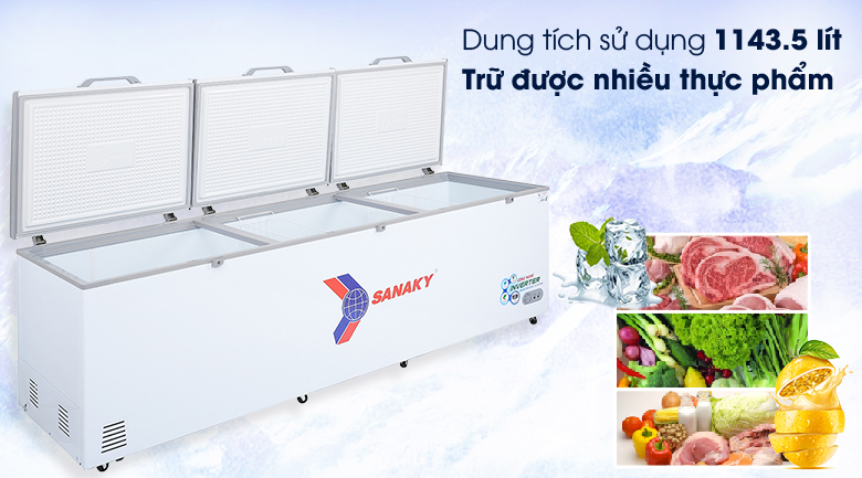 Tủ đông Sanaky Inverter VH-1399HY3 1300 Lít – Lựa chọn số 1 cho cửa hàng kinh doanh Ax88com rất nhiều ưu đãi