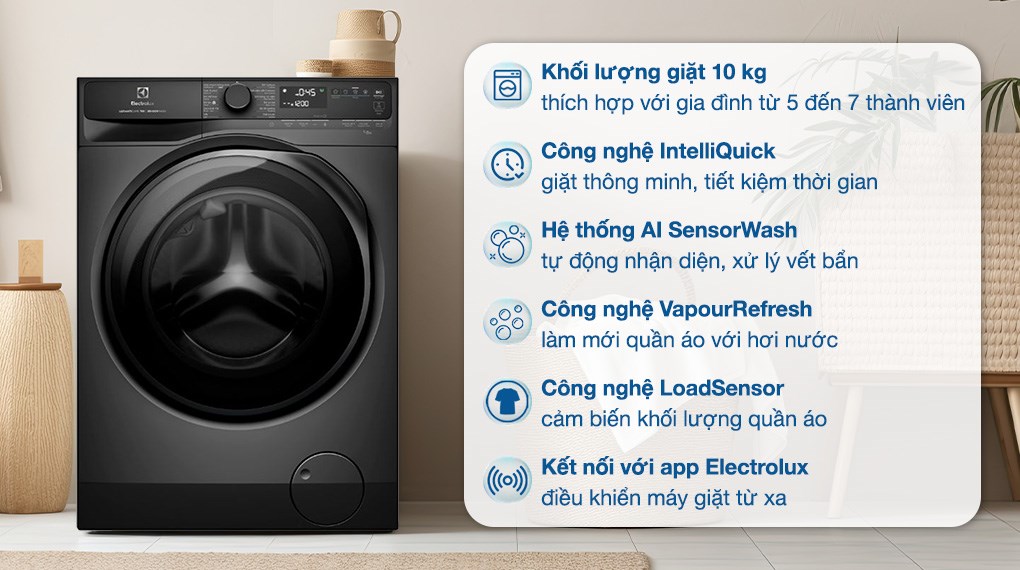Vì sao máy giặt Electrolux lồng ngang EWF1043R7SC được đánh giá cao trong phân khúc 10kg?